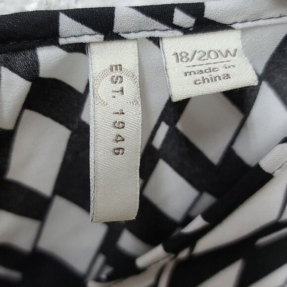 Cato lg slve button up  blk&white blouse - Picture 6 of 15